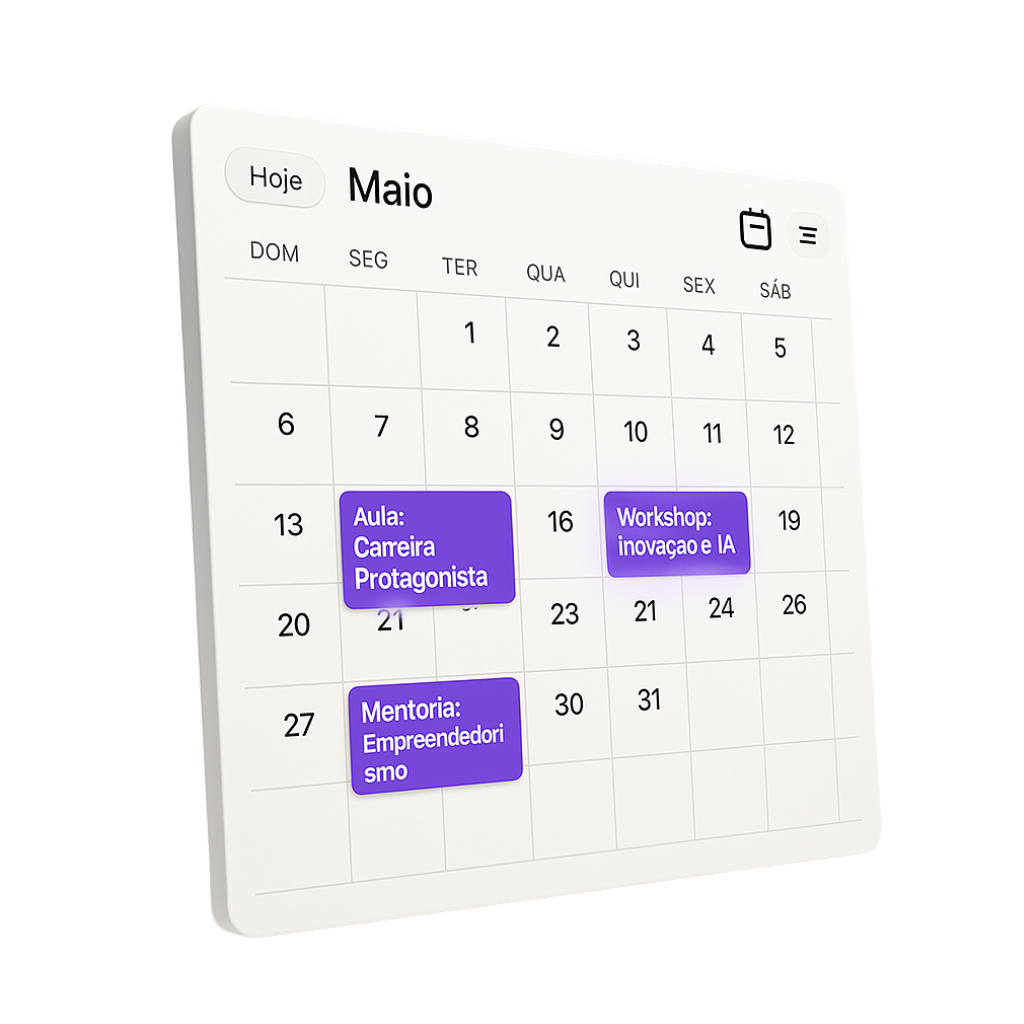 Calendário ilustrativo da programação